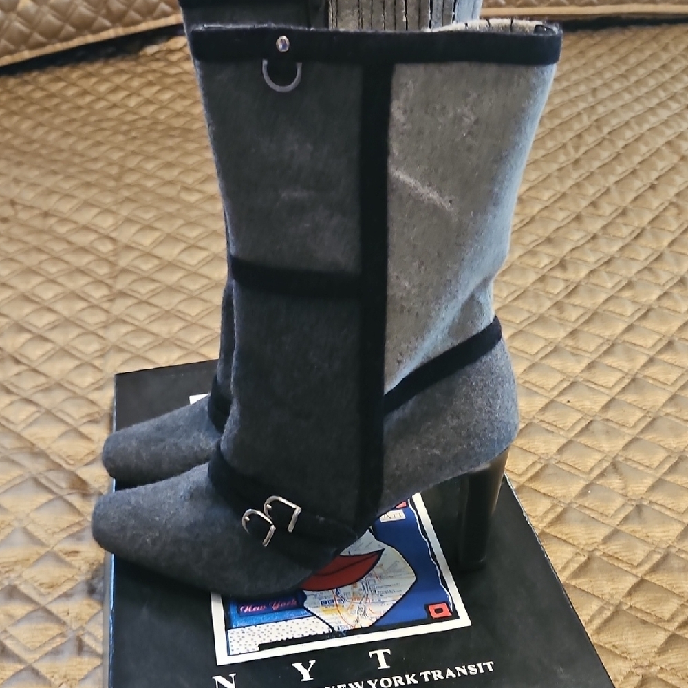 Gray and Black Women's Boots